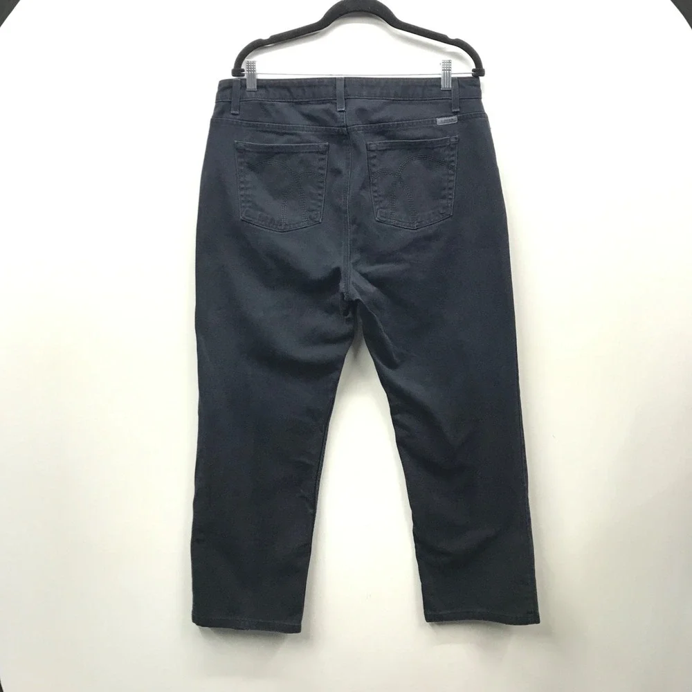 Liz Claiborne Black Denim Classic Fit Straight Jeans 100% Cotton Size 14 Short